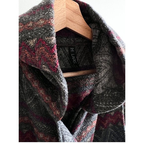 LAPIS Boho Southwestern Wool Blend Hooded Vest - Picture 3 of 5